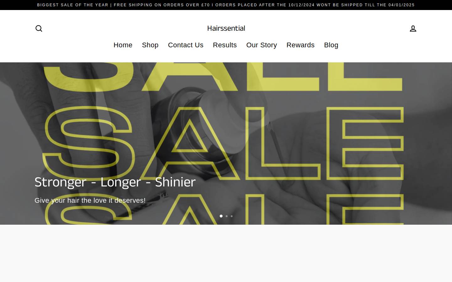 Hairssential homepage screenshot