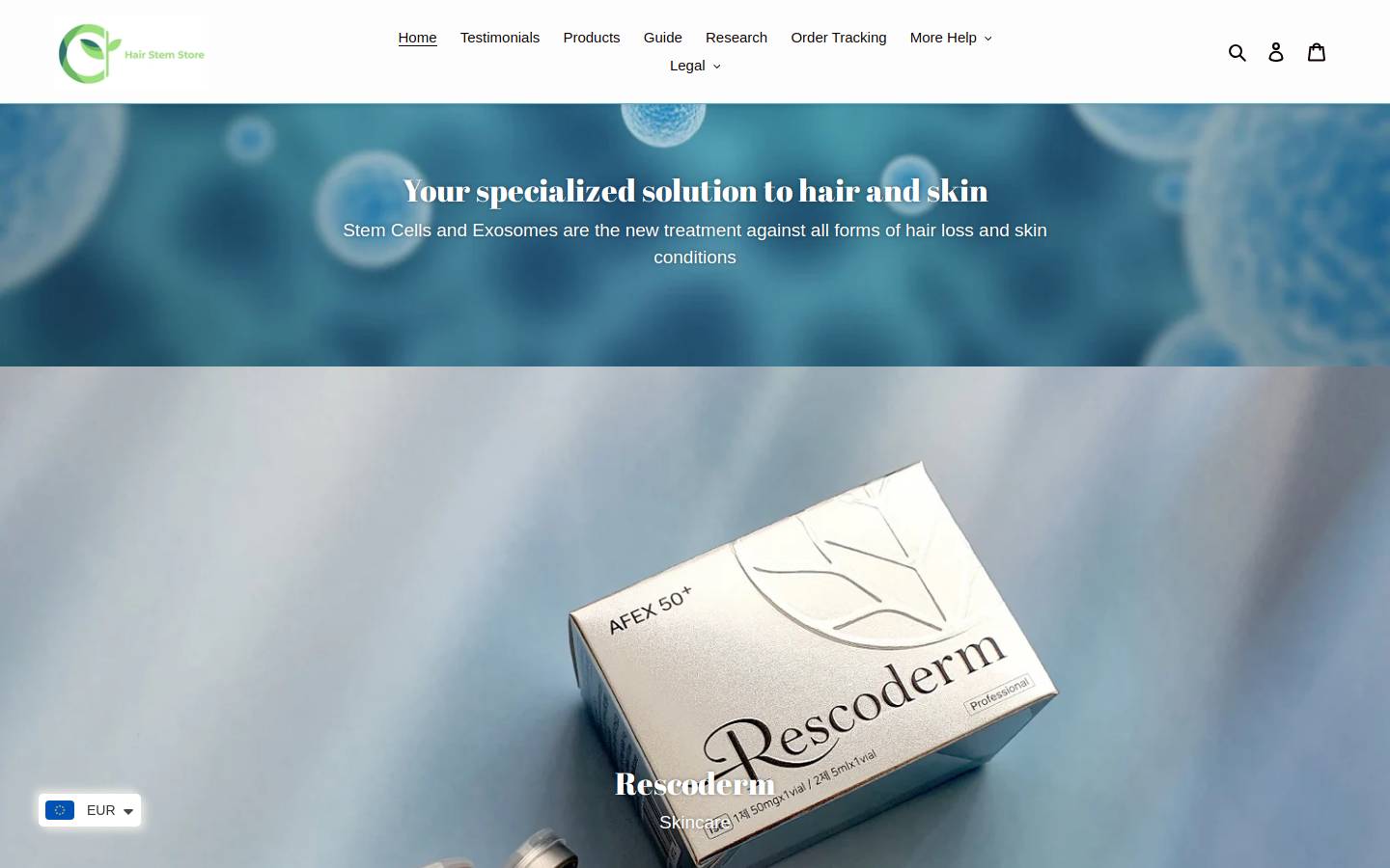 hairstemstore.com homepage screenshot