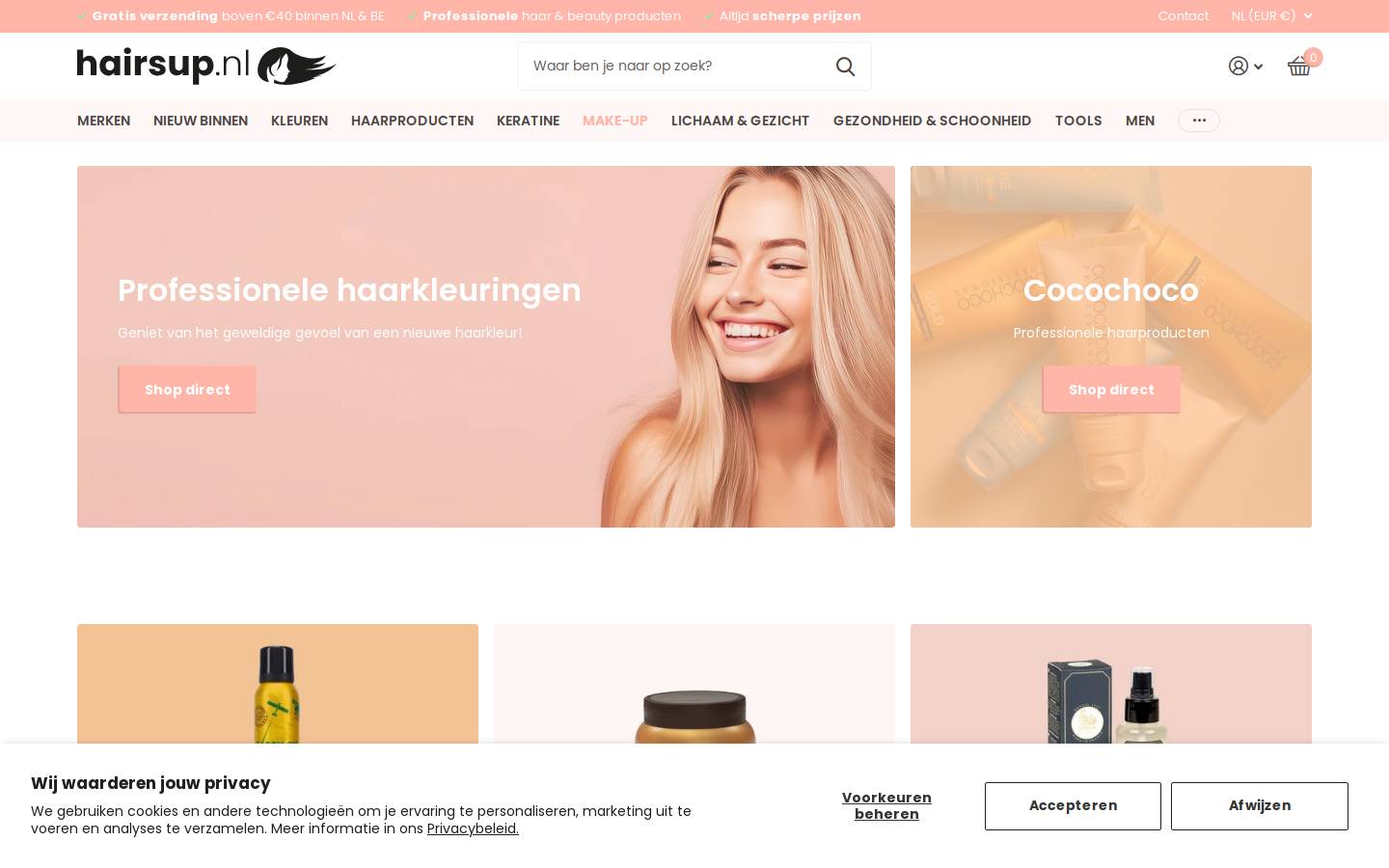 Hairsup homepage screenshot