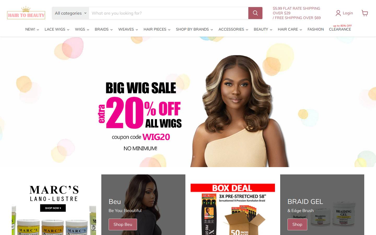 Hair to Beauty homepage screenshot
