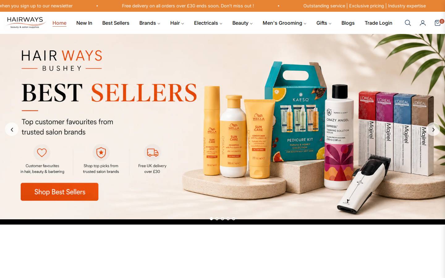 Hairways homepage screenshot