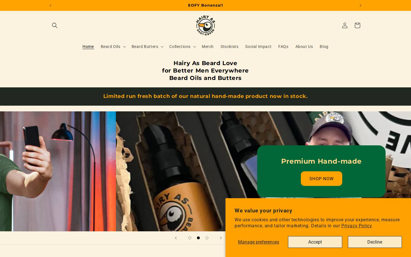hairyas.com.au homepage screenshot