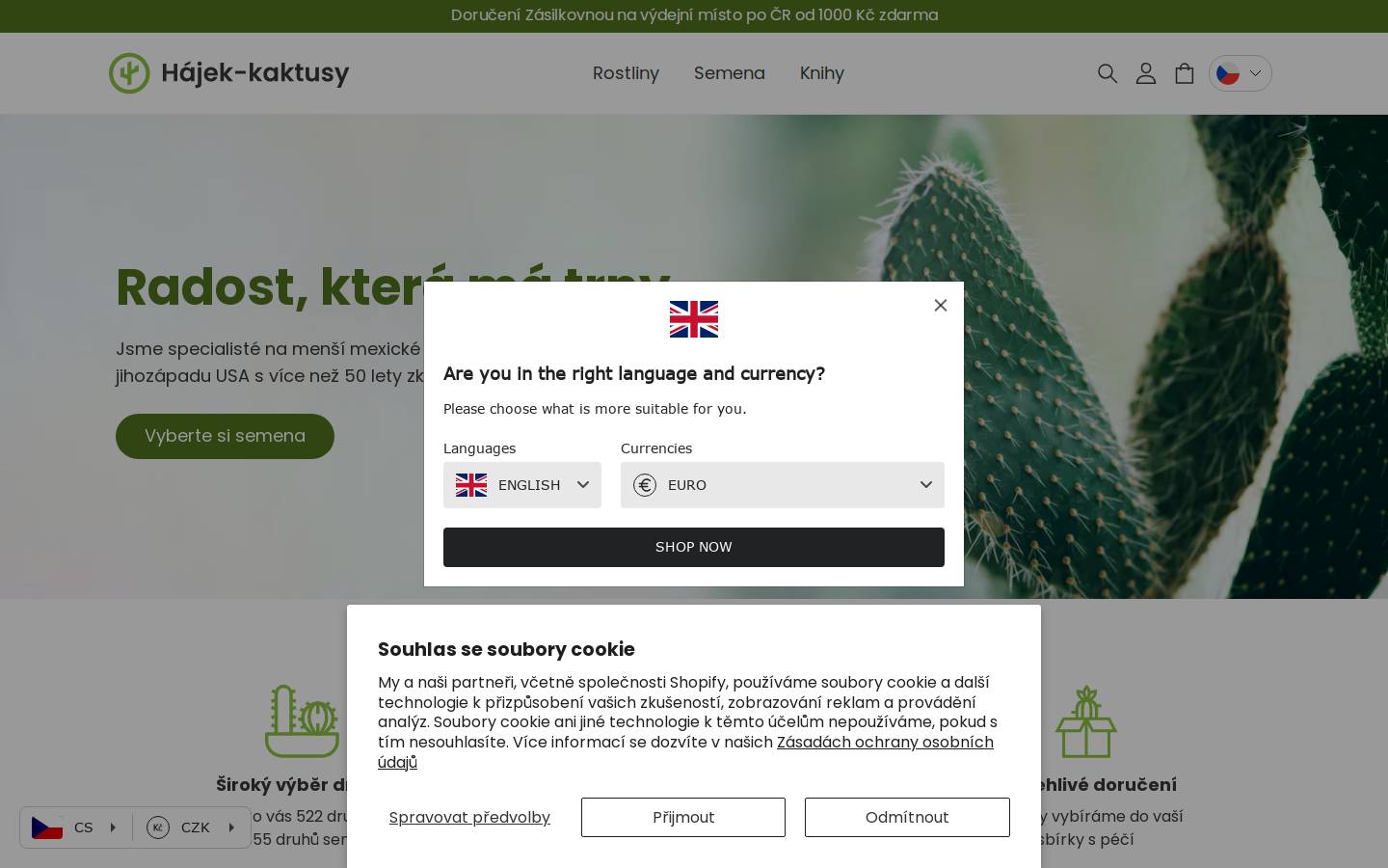 hajek-kaktusy.cz homepage screenshot