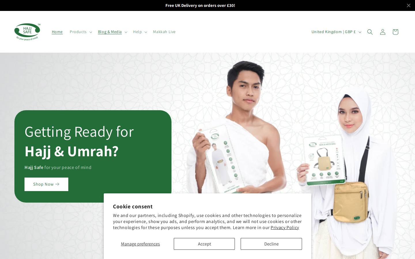 Hajj Safe homepage screenshot