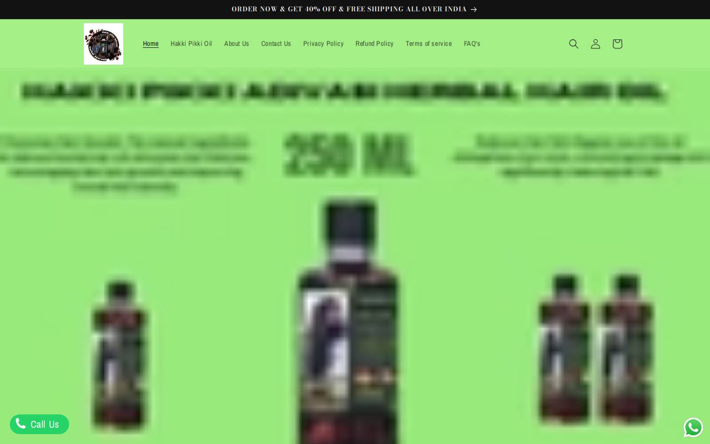 hakkipikkiherbalhairoil.com homepage screenshot