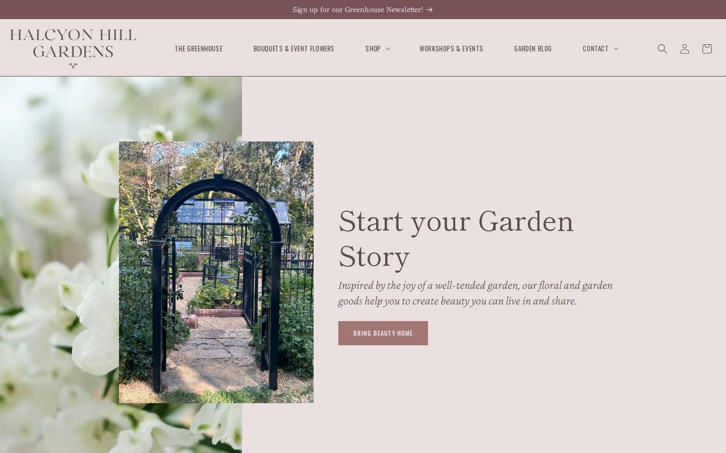 halcyonhillgardens.com homepage screenshot