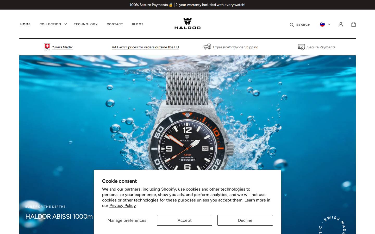 haldorwatches.com homepage screenshot