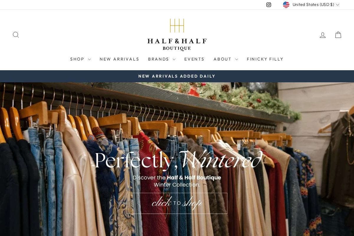 Half & Half Boutique homepage screenshot