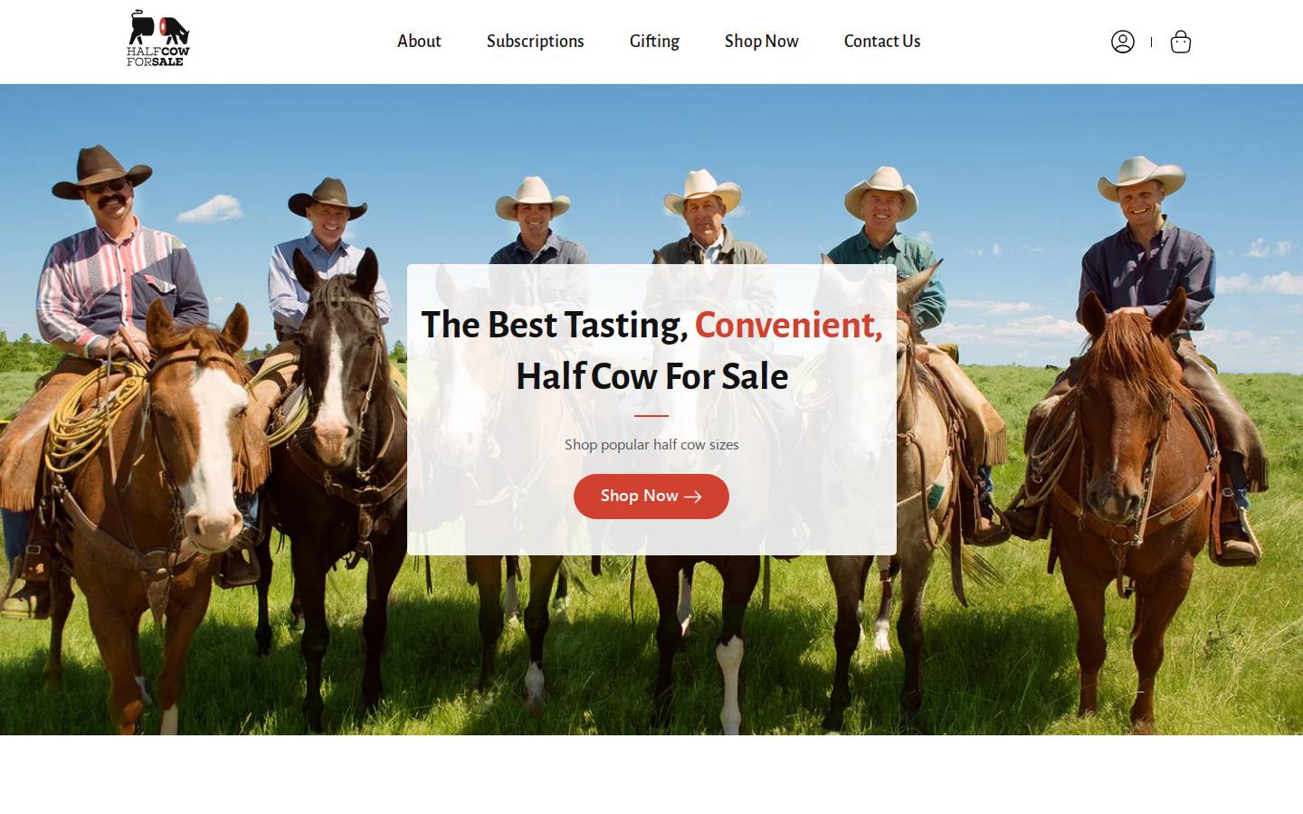 HalfCowForSale.com homepage screenshot