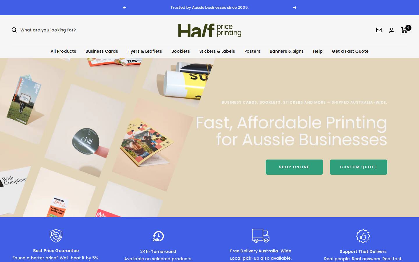 Half Price Printing homepage screenshot