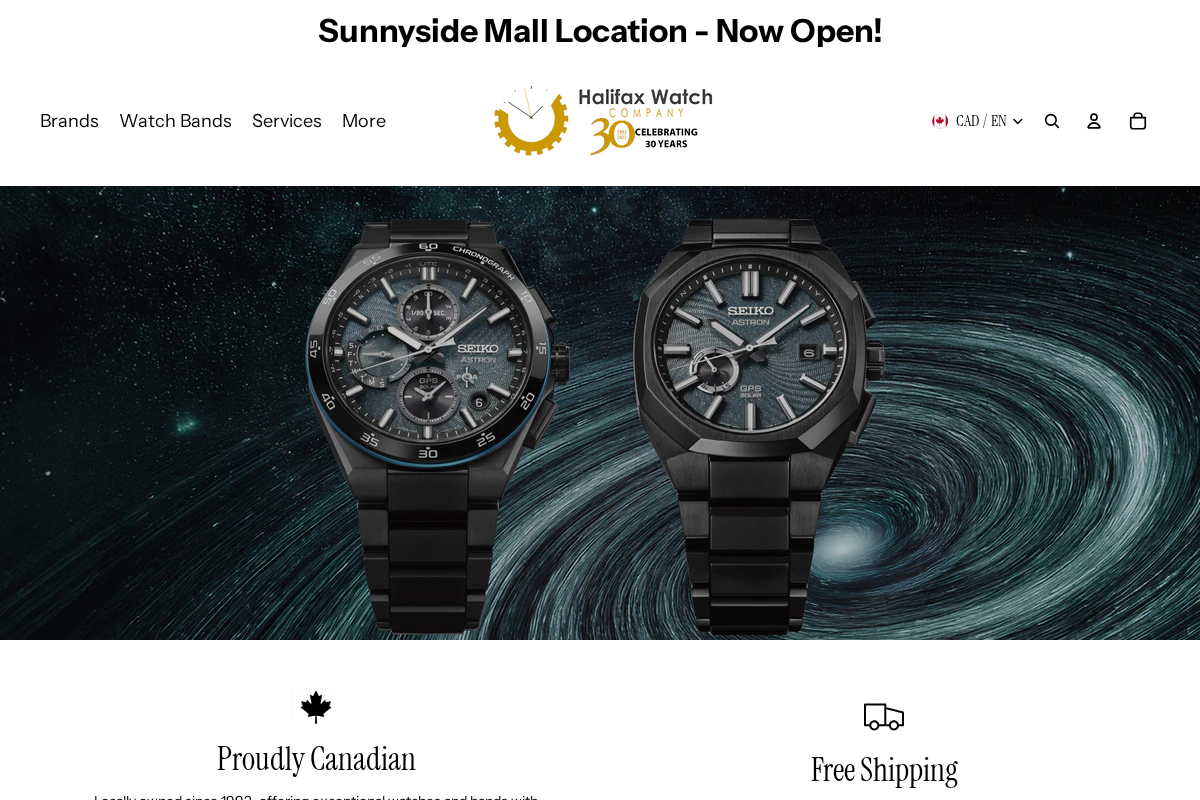 Halifax Watch Company homepage screenshot