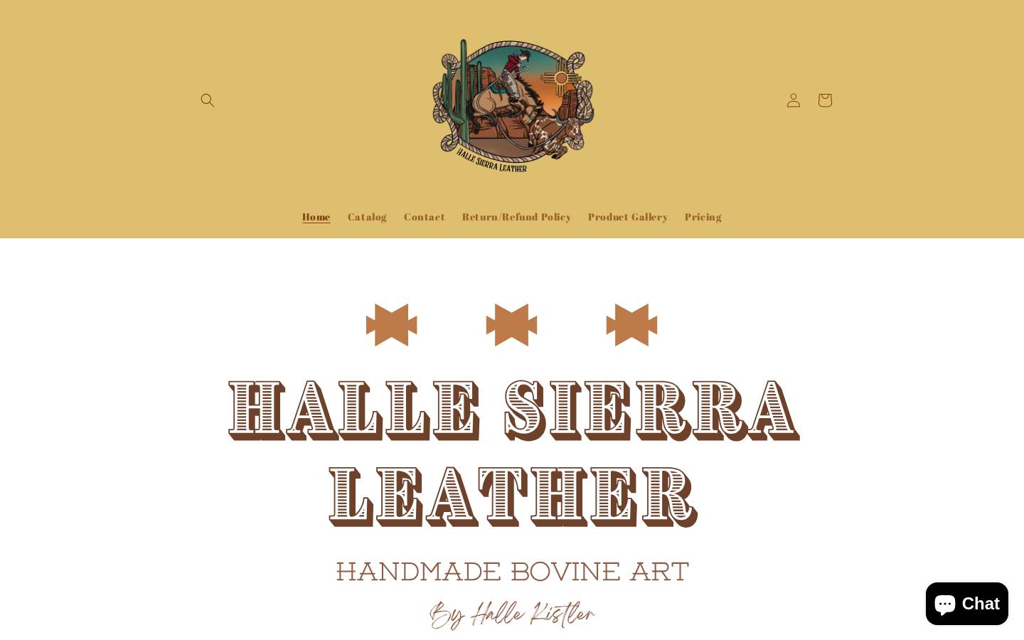 hallesierraleather.com homepage screenshot