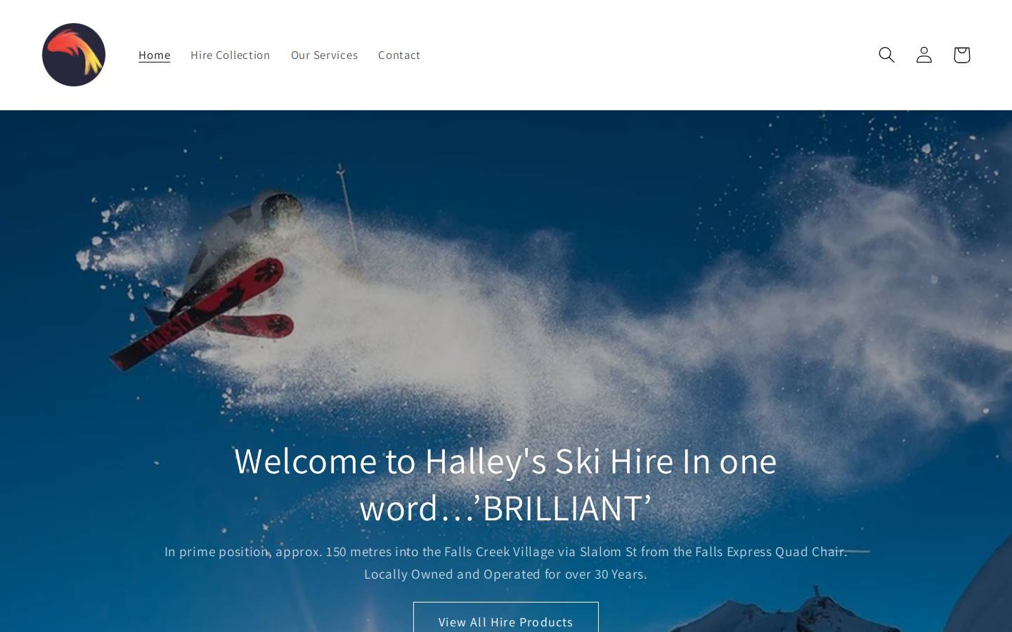 halleysskihire.com.au homepage screenshot