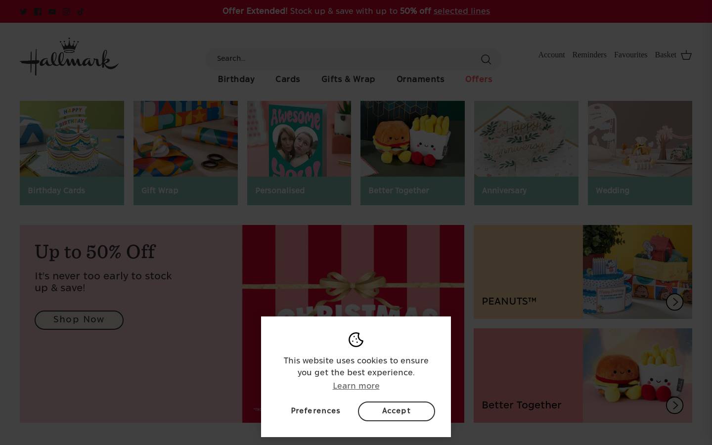 Hallmark Cards UK homepage screenshot