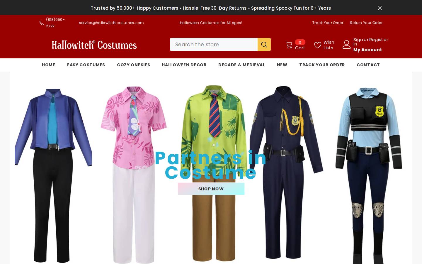 Hallowitch Costumes homepage screenshot