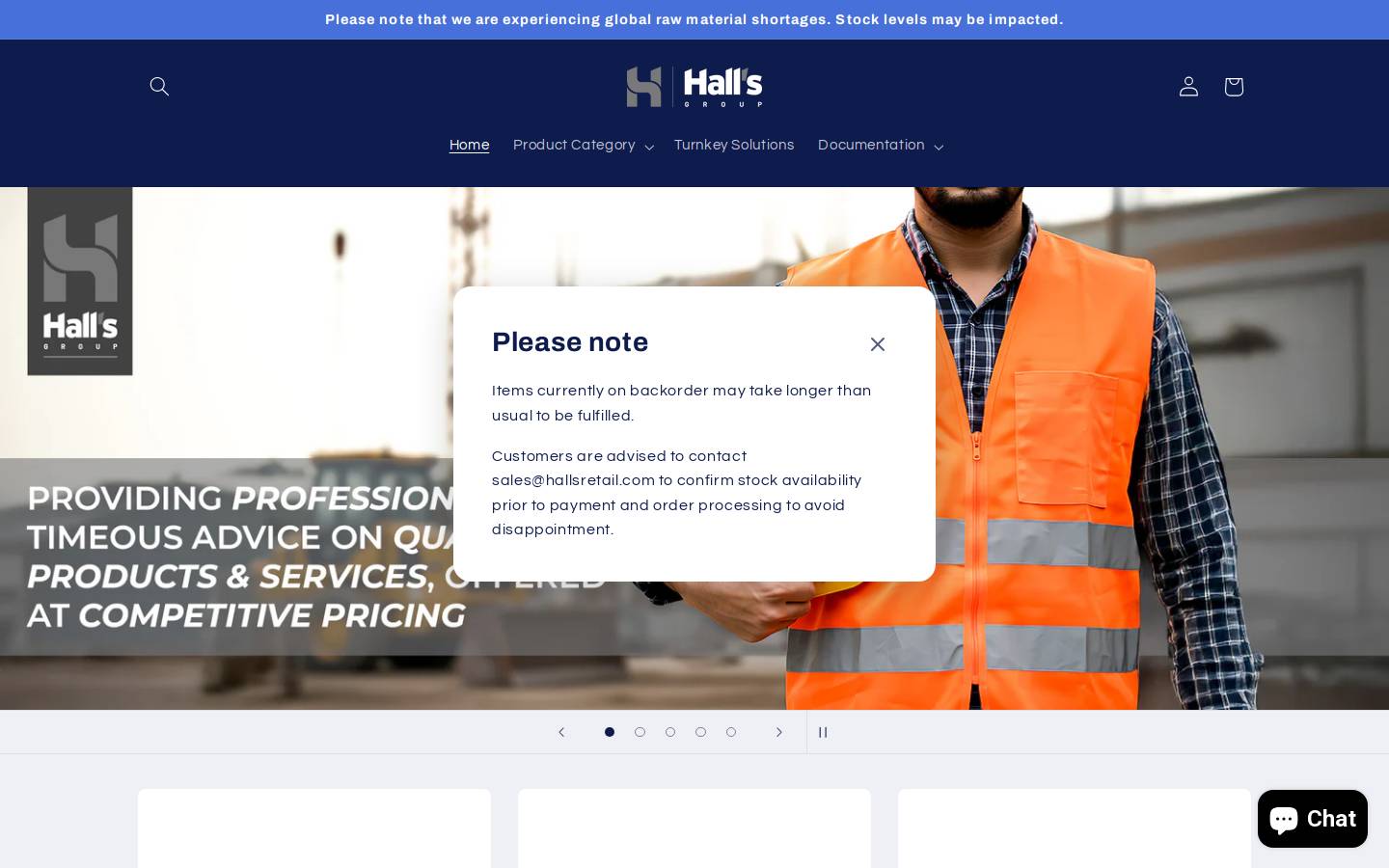 hallsretail.com homepage screenshot