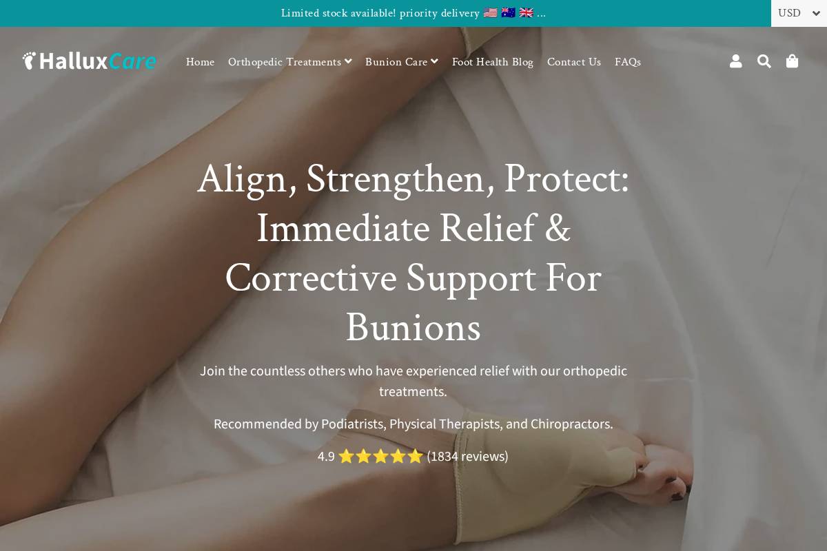 halluxcare.com homepage screenshot