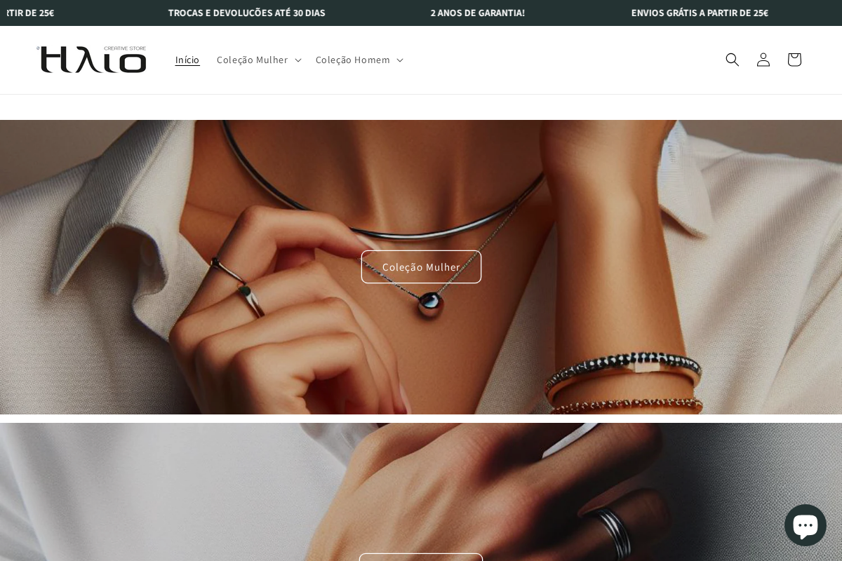 HALO • store homepage screenshot