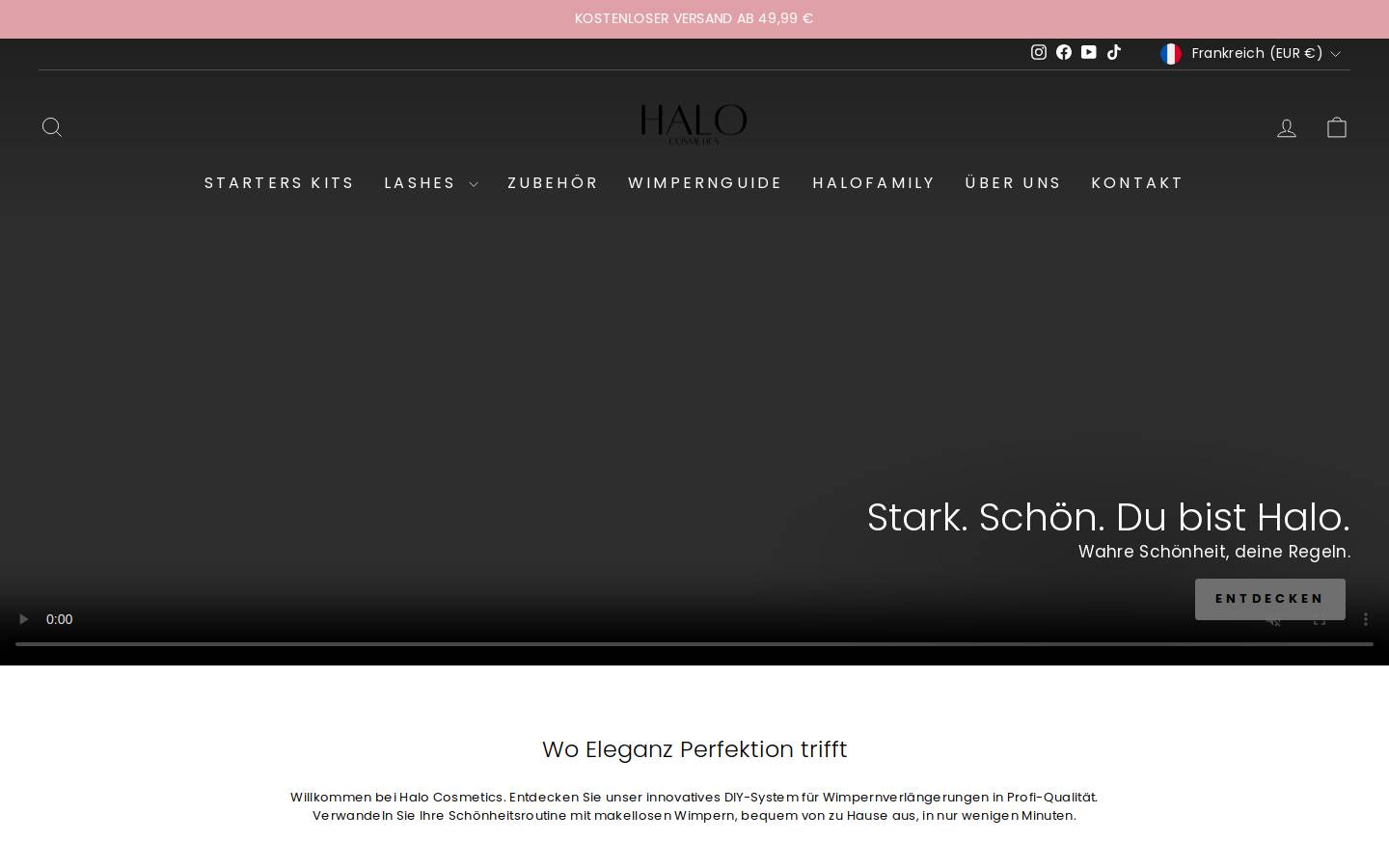 HALO cosmetics homepage screenshot