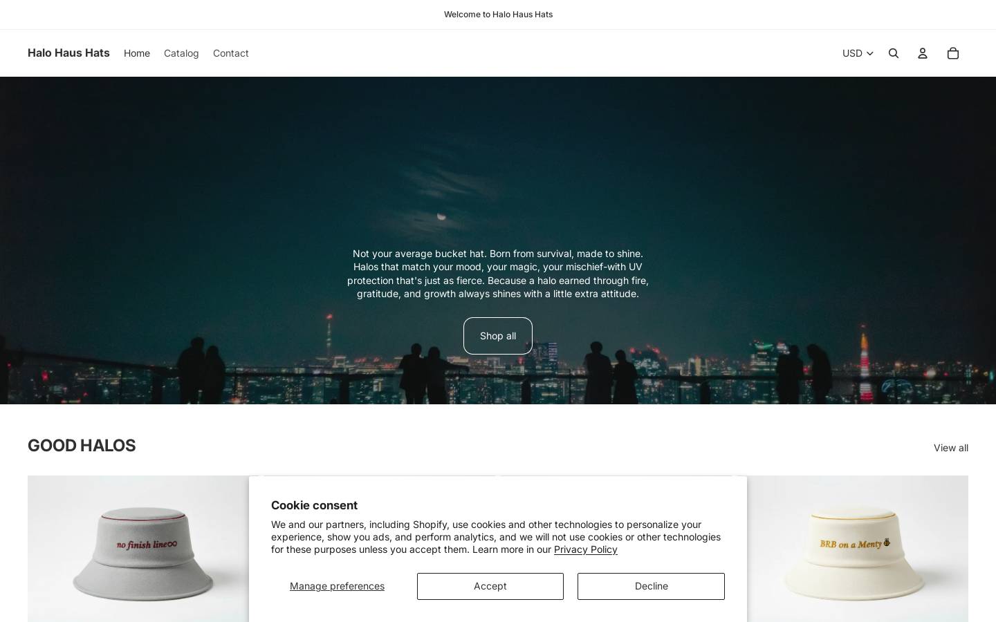 halohaushats.com homepage screenshot