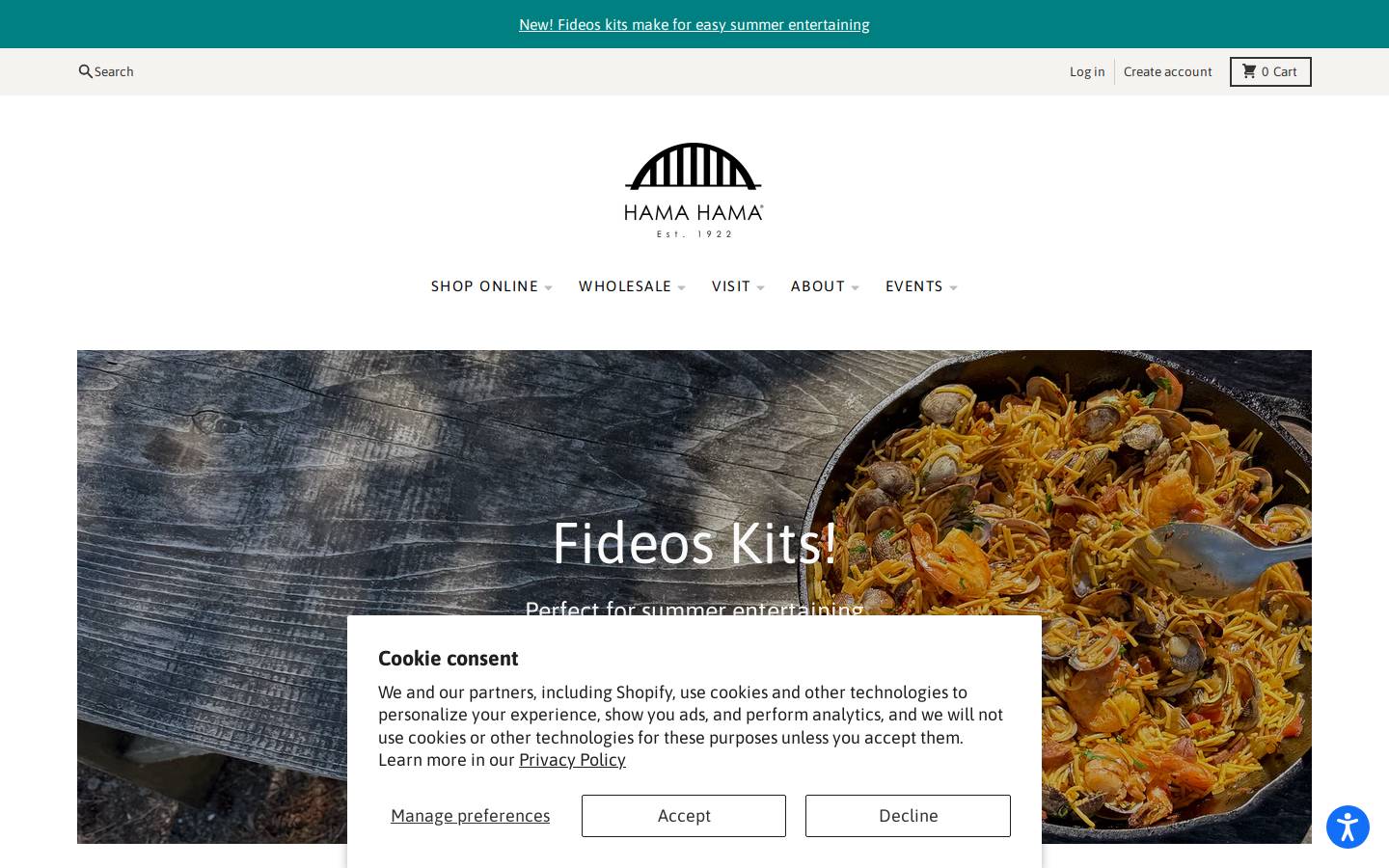 Hama Hama Oyster Company homepage screenshot
