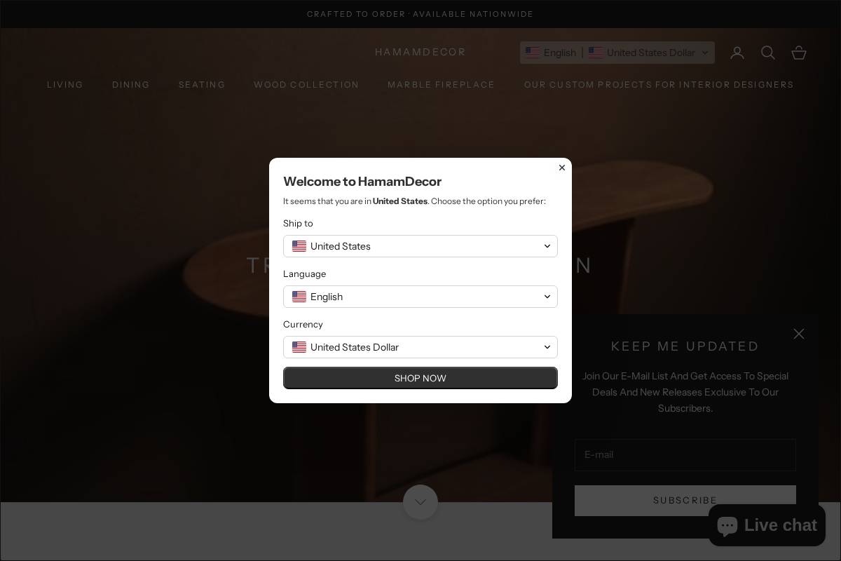 hamamdecor.com homepage screenshot