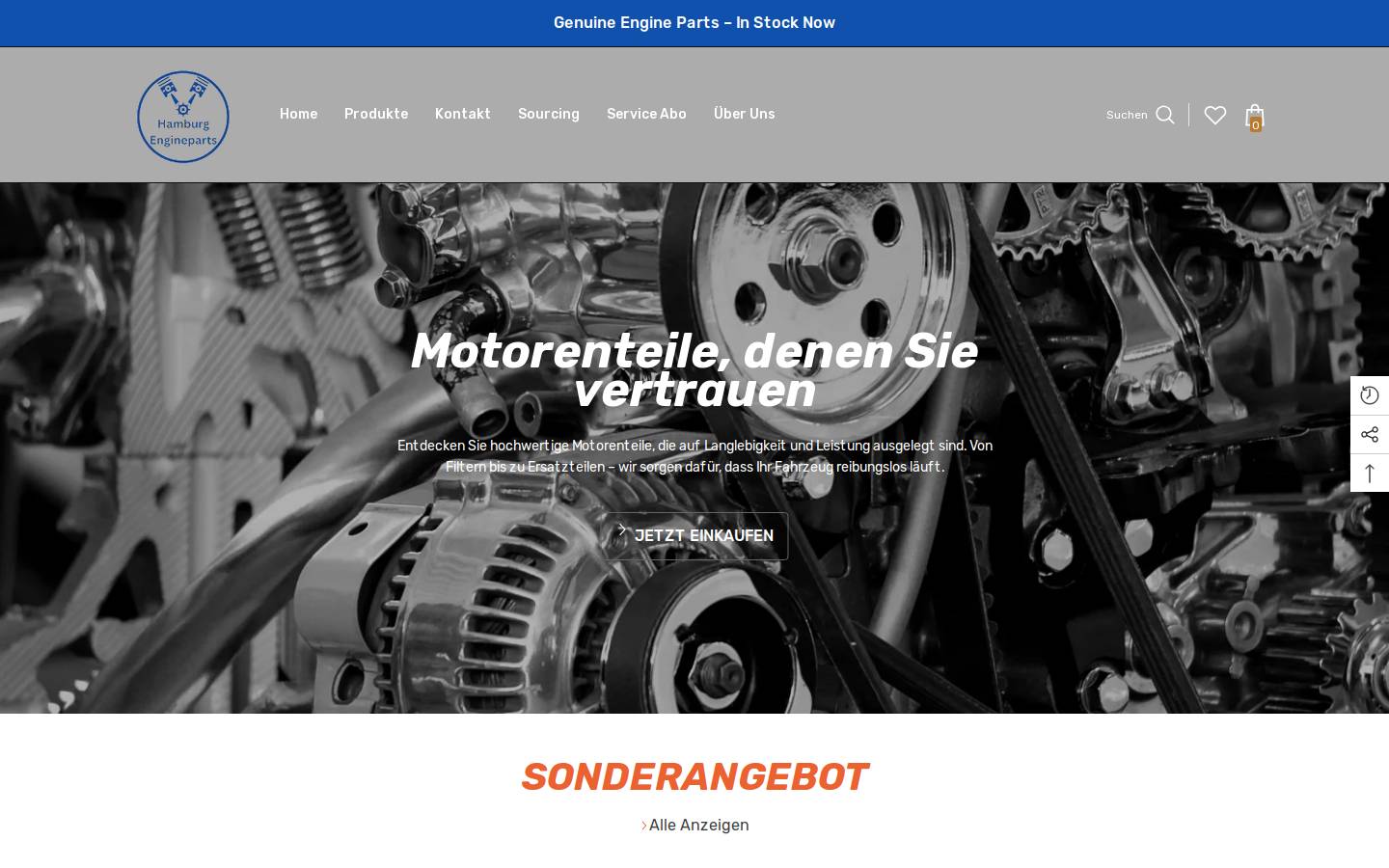 hamburg-engineparts.com homepage screenshot