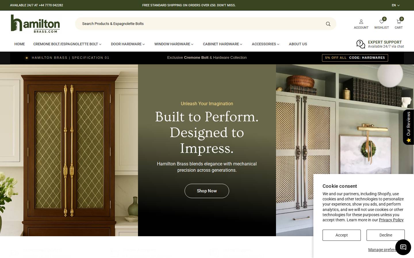 Hamilton Brass Limited homepage screenshot