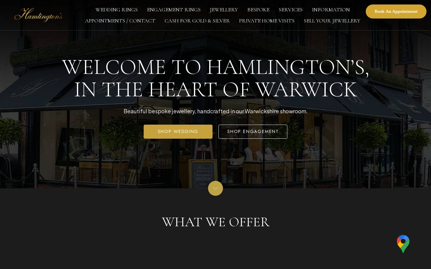 Hamlington's Fine Jewellery Warwick homepage screenshot