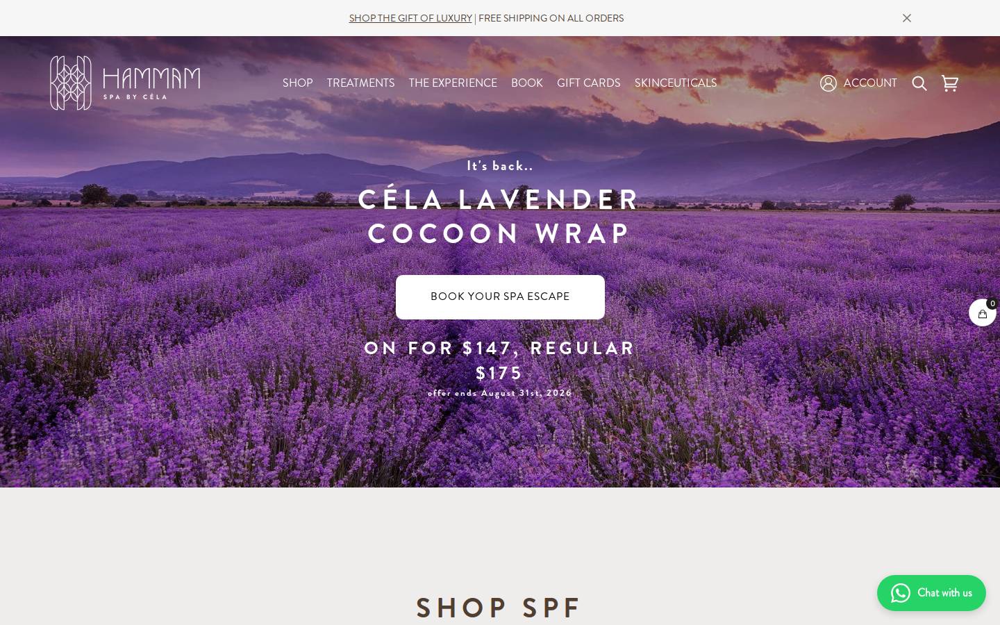 hammamspa.ca homepage screenshot