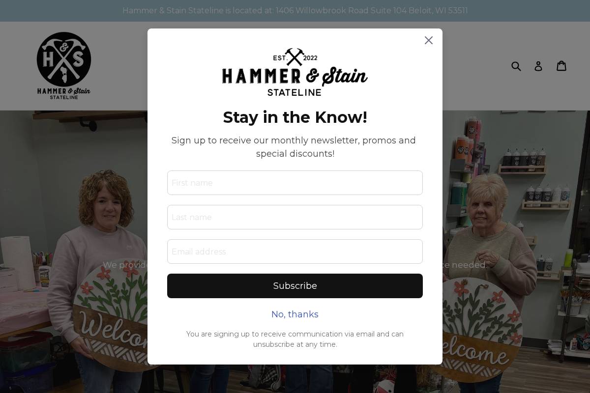 hammerandstainstateline.com homepage screenshot