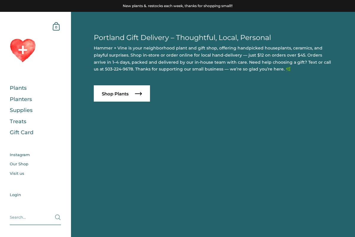 hammerandvine.com homepage screenshot