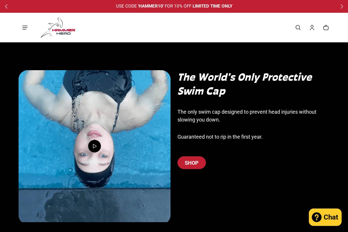 hammerheadswimcaps.com homepage screenshot