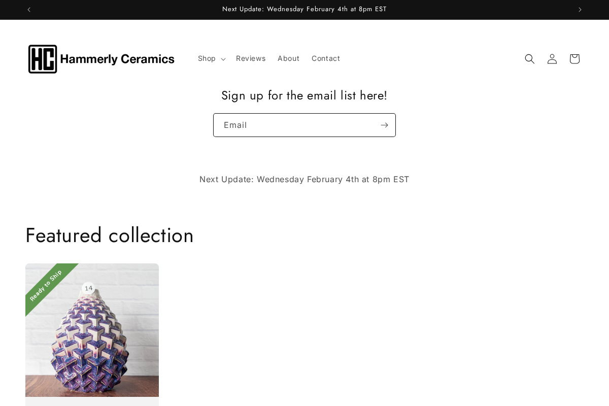 hammerlyceramics.com homepage screenshot