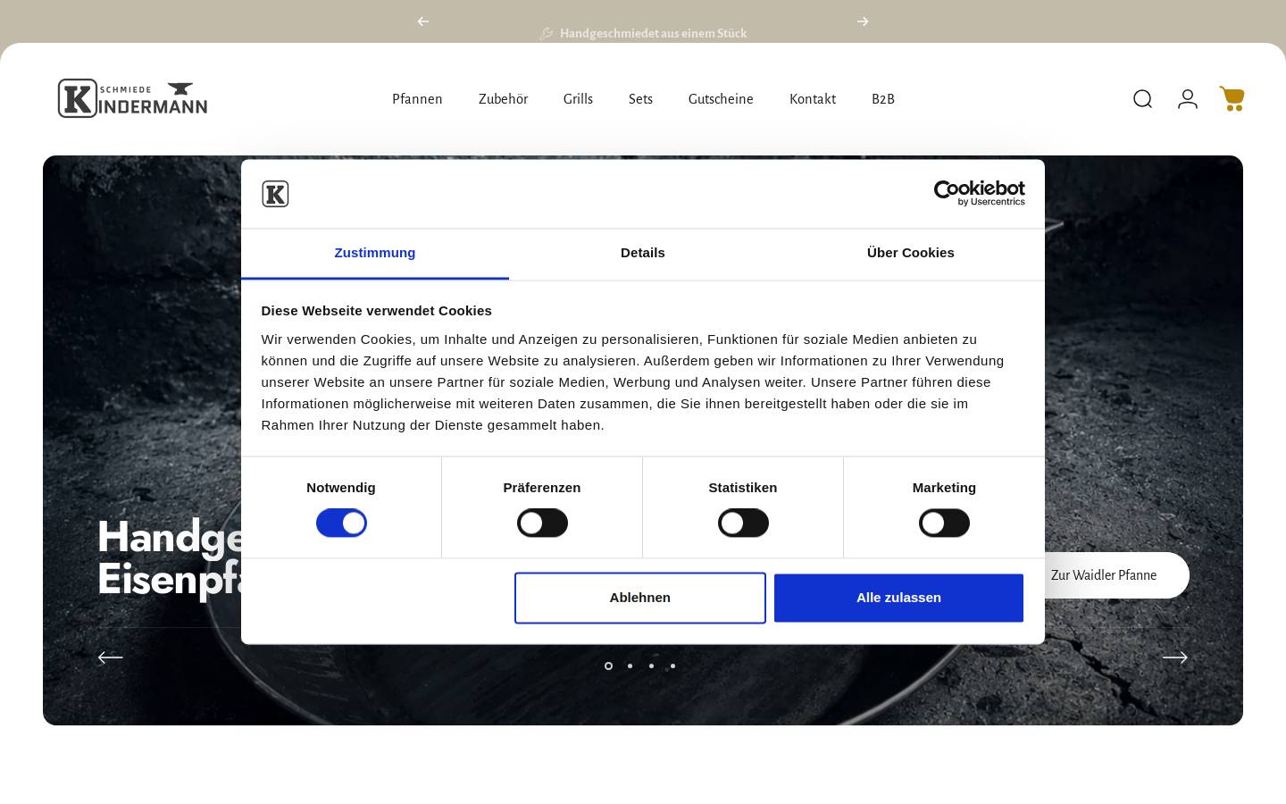Hammerschmiede Kindermann homepage screenshot
