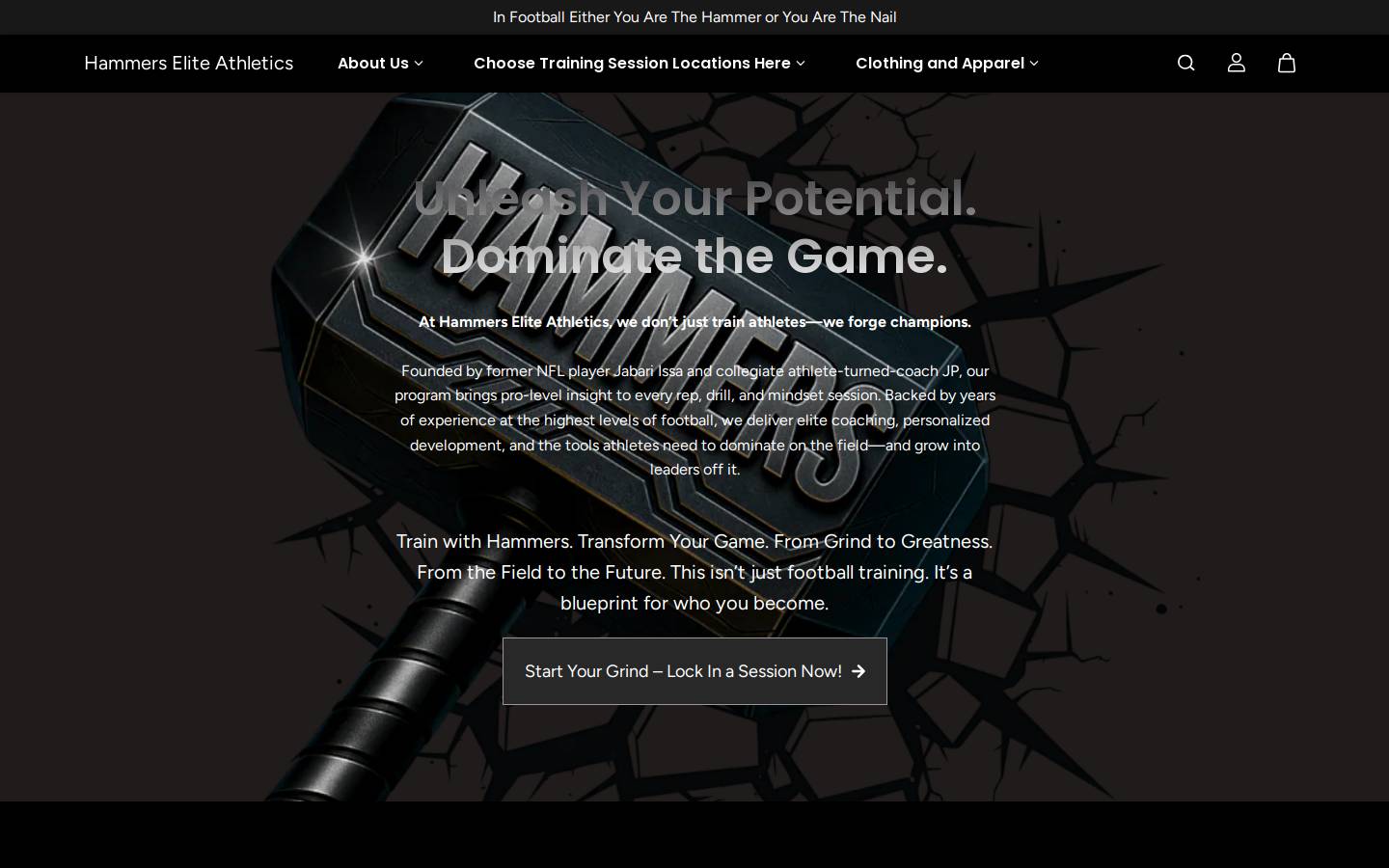 hammerseliteathletics.com homepage screenshot