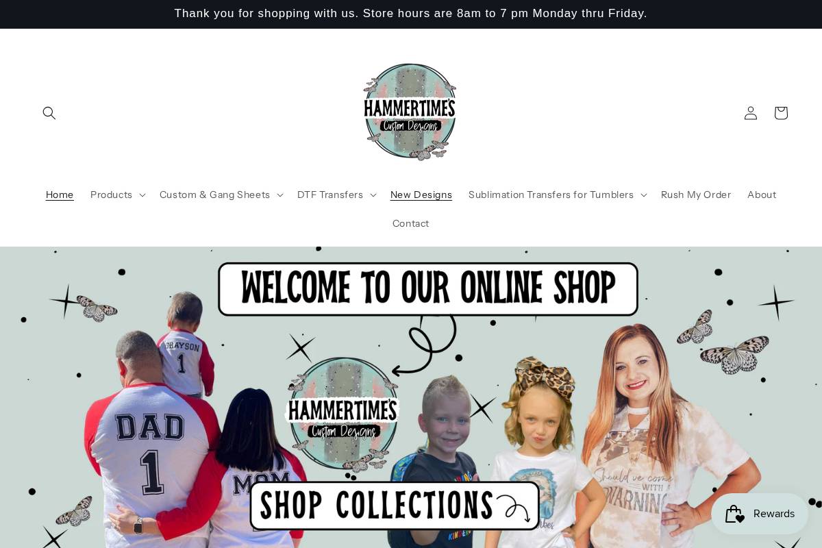 hammertimescustomdesigns.com homepage screenshot