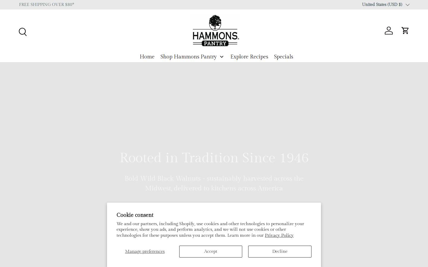 hammonspantry.com homepage screenshot