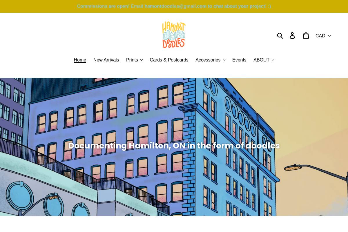 hamontdoodles.com homepage screenshot