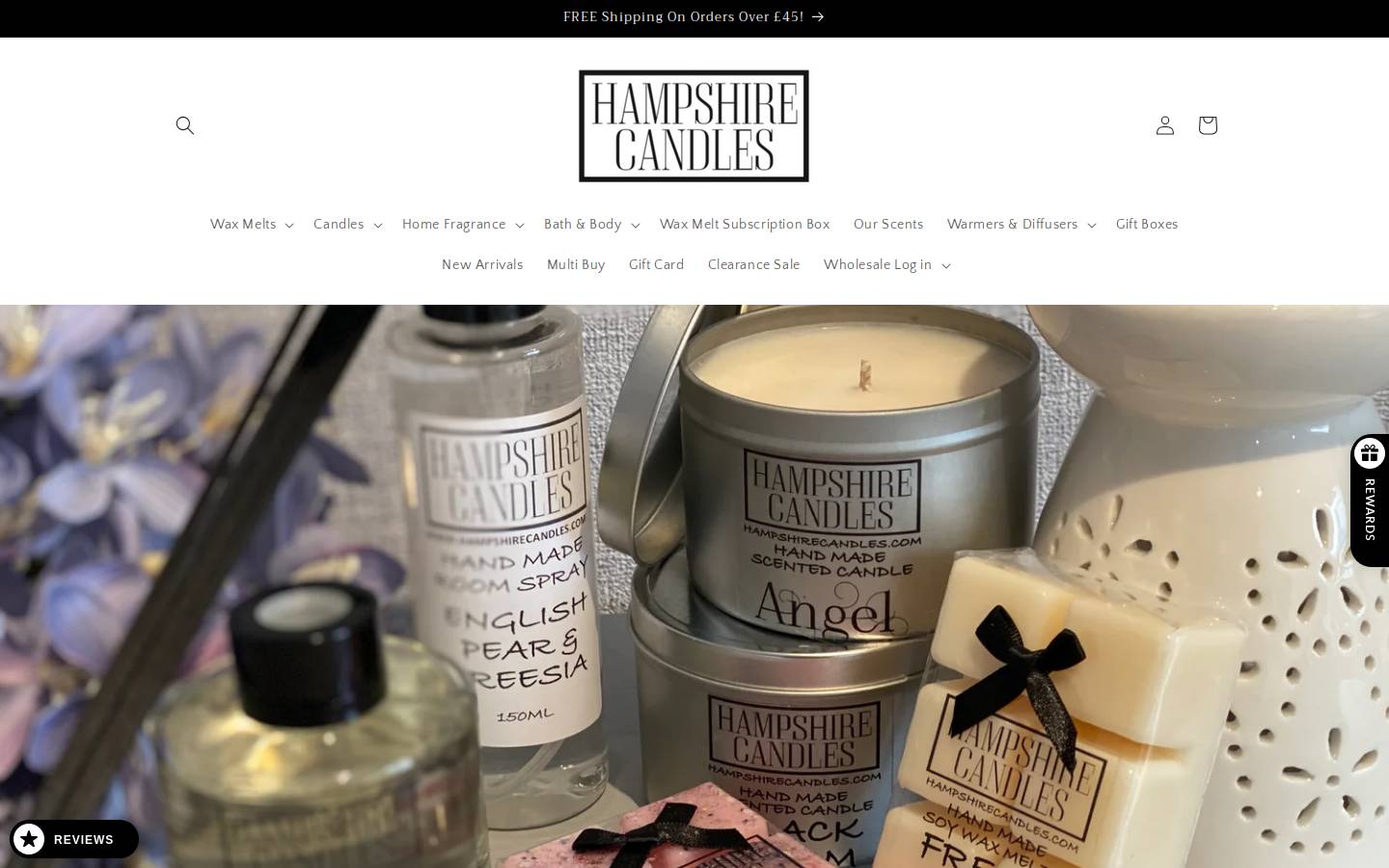 Hampshire Candles homepage screenshot