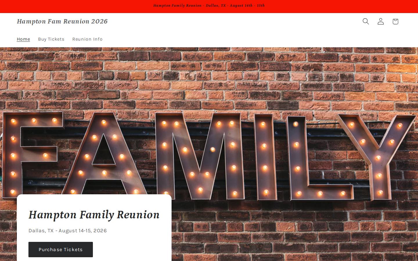 hamptonfamreunion.com homepage screenshot