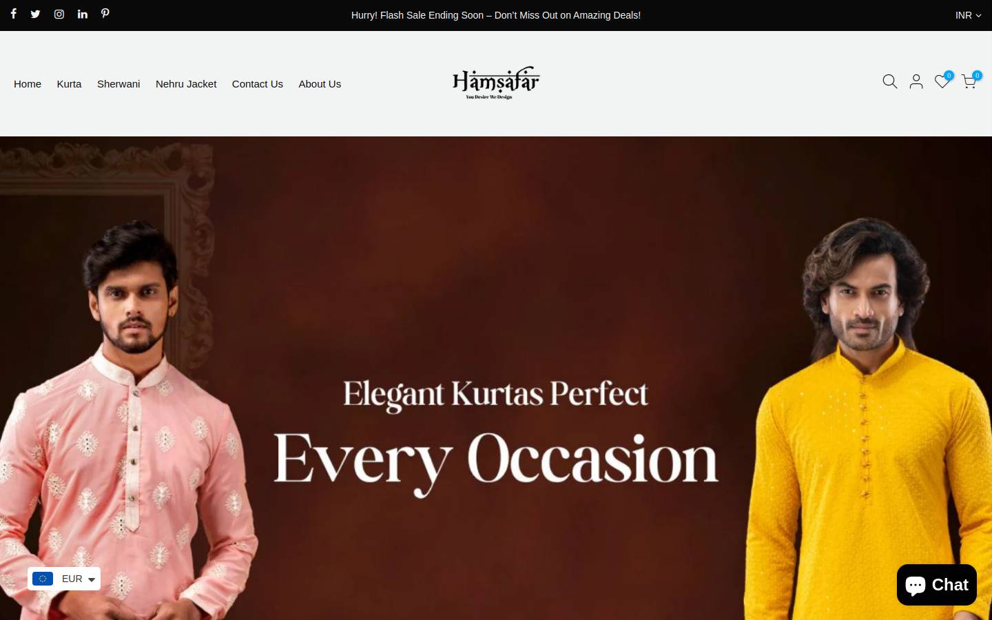 Hamsafar Kurta homepage screenshot