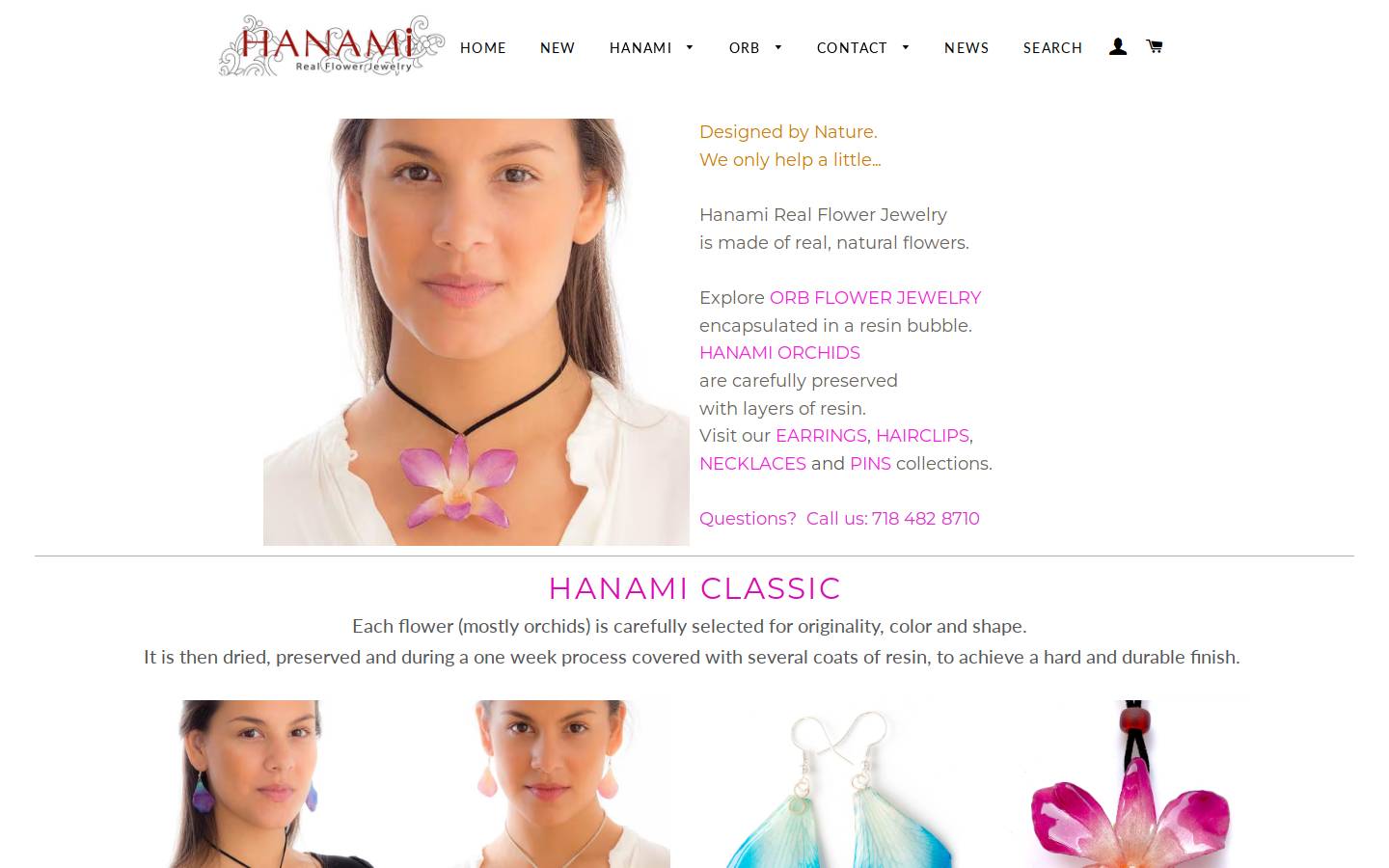 hanamijewelry.com homepage screenshot