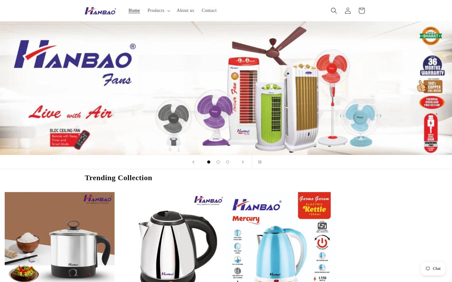hanbaoindia.com homepage screenshot