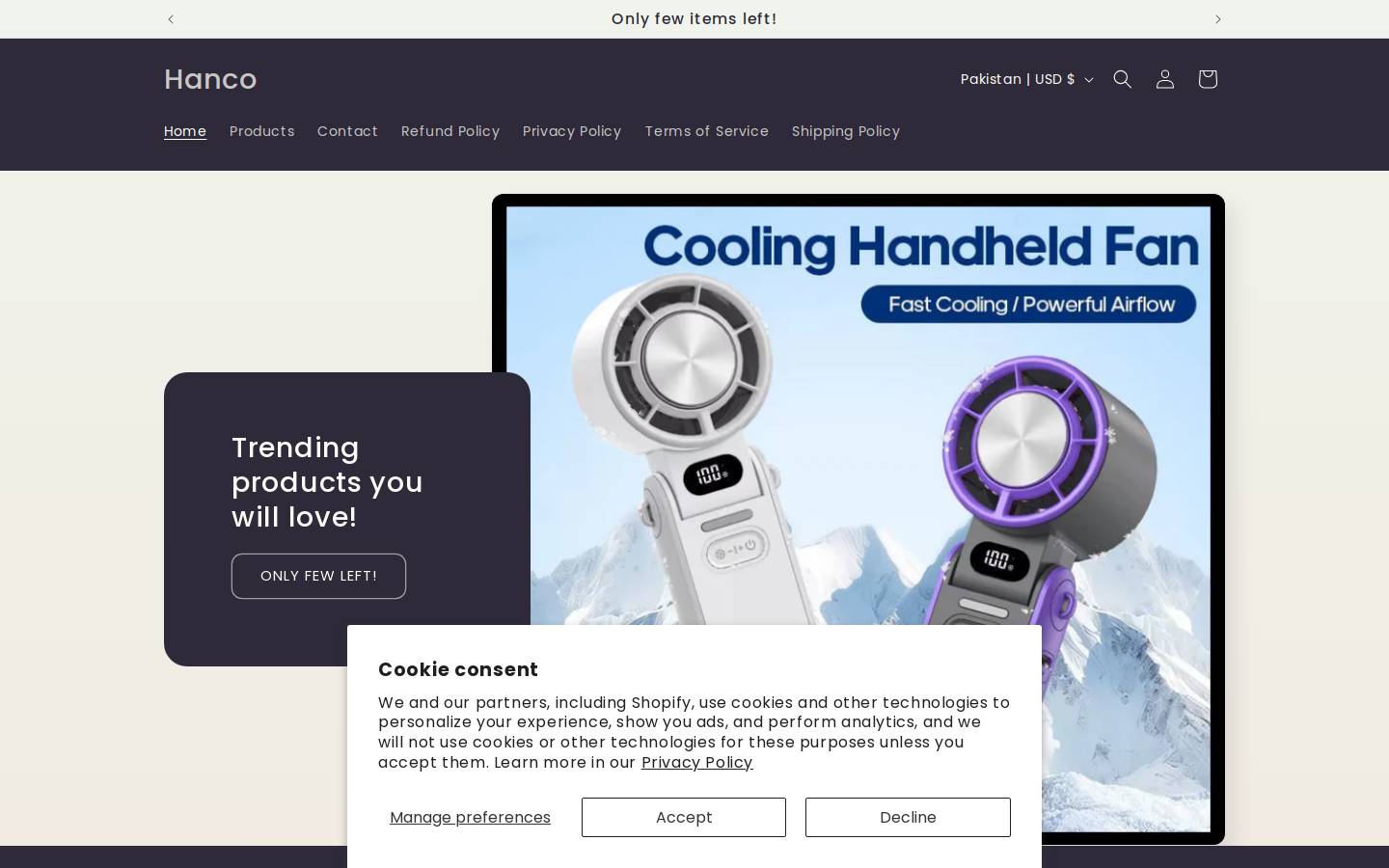hanco.site homepage screenshot