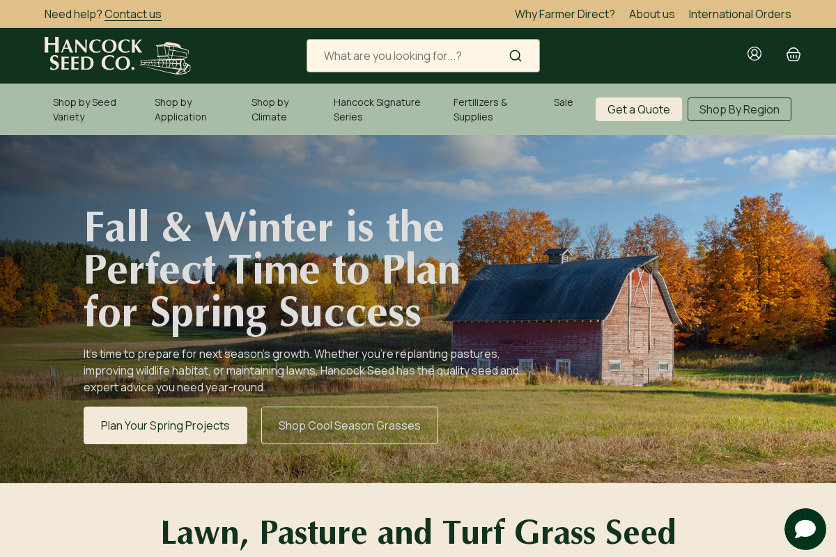 Hancock Seed Co homepage screenshot