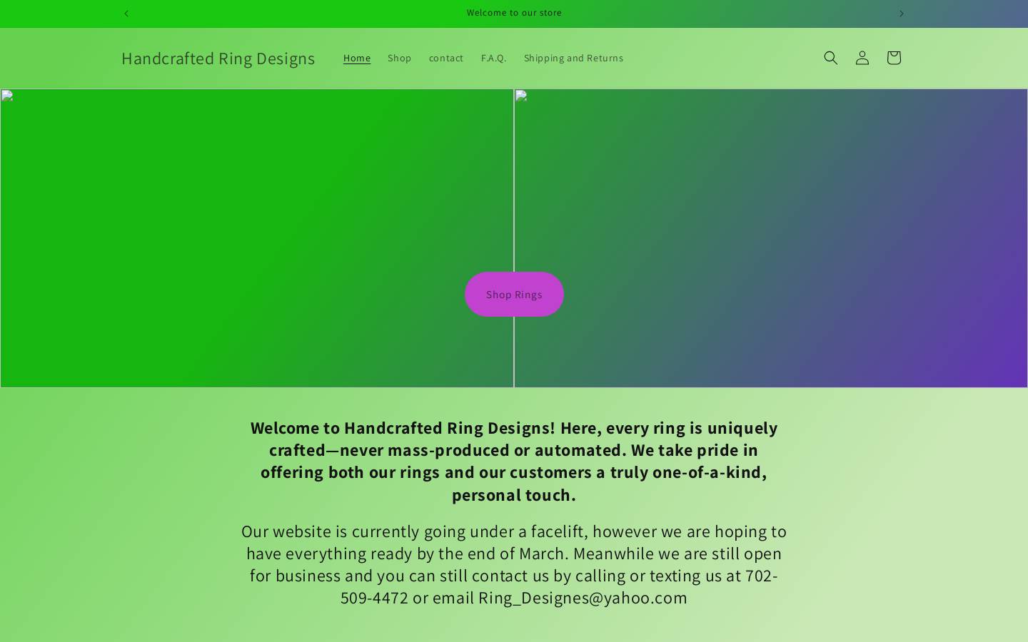 handcrafted-ring-designs.com homepage screenshot