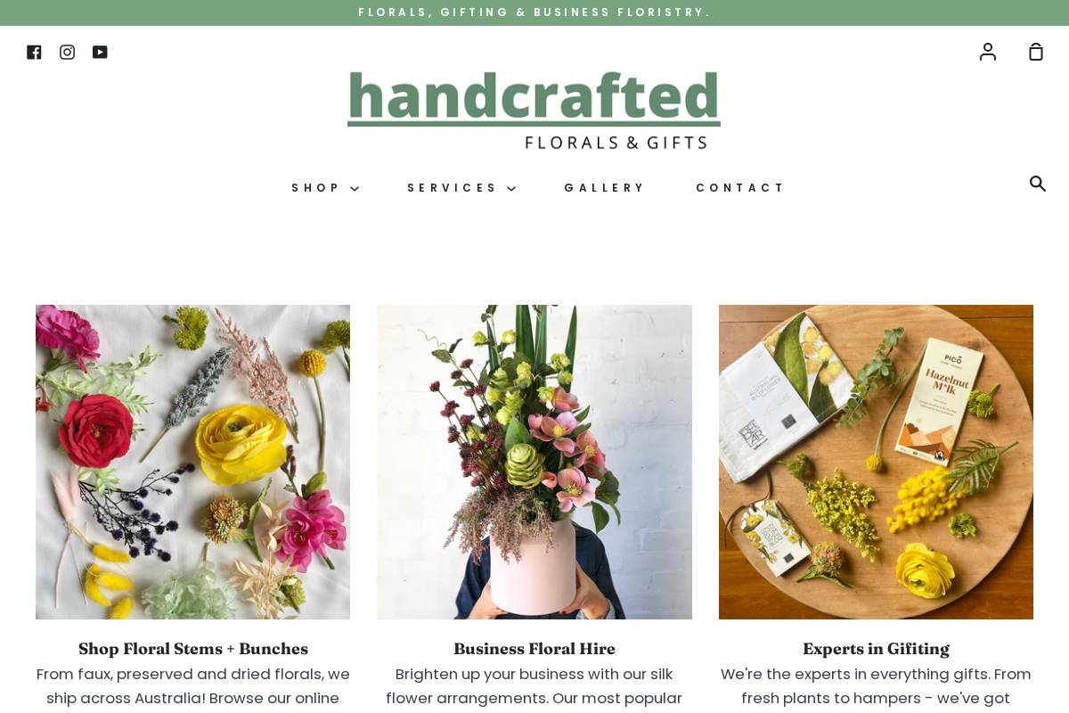 handcraftedflowers.com.au homepage screenshot