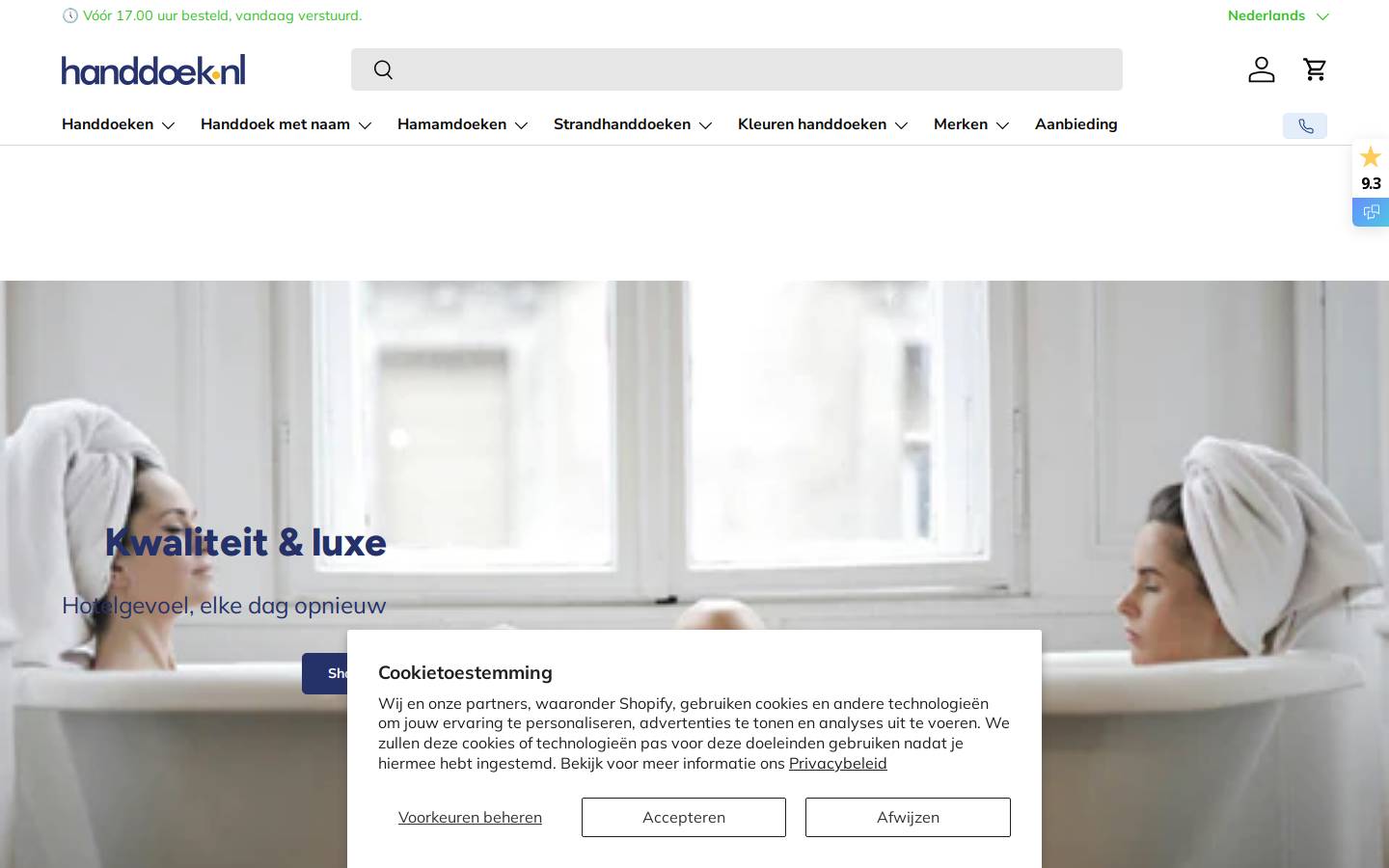 Handdoek.nl homepage screenshot