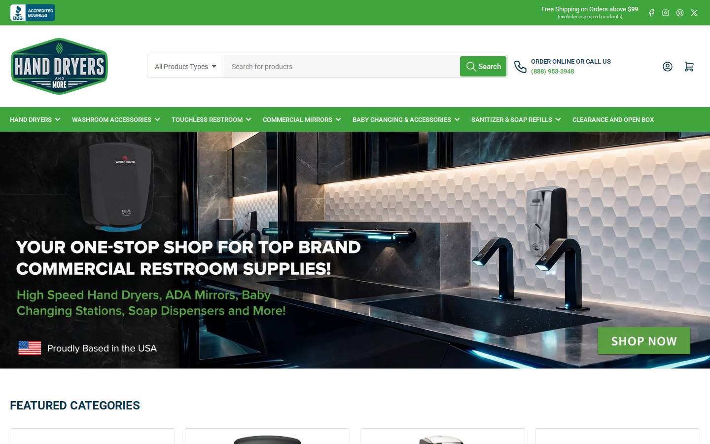 Hand Dryers and More homepage screenshot